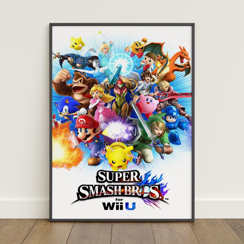 Super Smash Bros Poster | Super Mario Wall Art | Game Canvas Print - Etsy