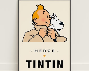 Póster de Hergé / Arte mural de aventuras de cómics vintage / Impresión en lienzo de memes