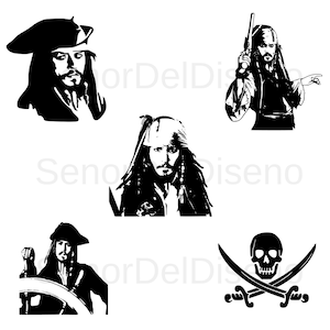 Jack Sparrow SVG Bundle - Captain Jack Sparrow - Pirates of the Caribbean - Svg File For Cricut - Digital Download - Svg Eps Dxf Pdf Png!