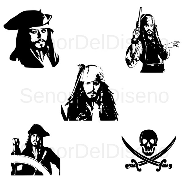 Jack Sparrow SVG Bundle - Captain Jack Sparrow - Pirates of the Caribbean - Svg File For Cricut - Digital Download - Svg Eps Dxf Pdf Png!