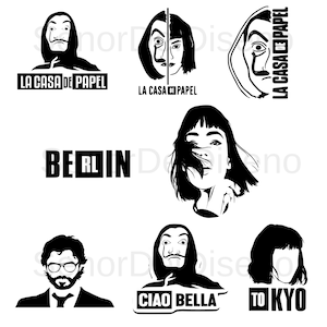 La Casa De Papel Svg-Money Heist Svg -Tokio SVG -Bella Ciao Svg - Clip Art - Digitale Prints - Cricut - Bundel - La casa de Papel