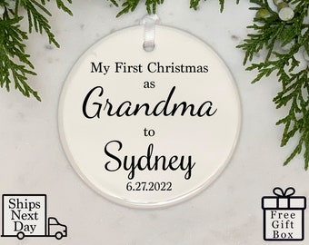 Premier Noël comme décoration de grand-mère, cadeau personnalisé de décoration de grand-parent, cadeau de Noël de grand-mère, nouveau cadeau de grand-parent