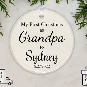 First Christmas as Grandpa Ornament, Personalized Grandparent Ornament Gift, Grandpa Christmas gift, New Grandparent Gift