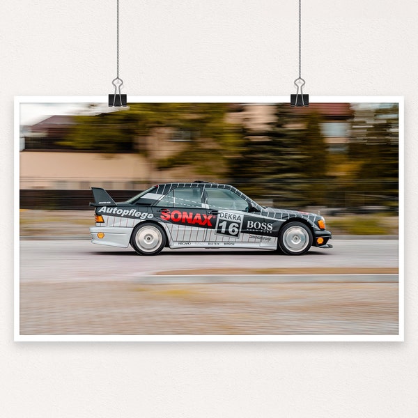 Mercedes Benz W201 190E EVO2 SONAX 2.5-16v DTM Wall Art Print Digital Poster PNG Limited Quantity Rolling Shot Rally Racing