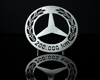 Mileage 200.000 km Grill Emblem Badge for Mercedes W201 W124 W126 W1232 W202 W115 Accessories Star Ornament New Stainless Steel