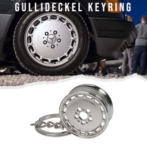 Top Quality Gullideckel Mercedes Keychain Keyring Chome Alloy Wheel old retro key chain decoration W201 W124 W126 R129 R107
