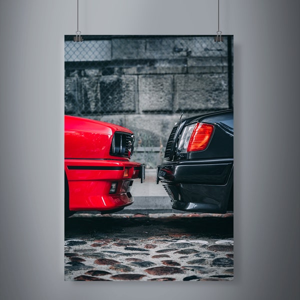 Digital poster Mercedes Benz W124 AMG BMW E30 M3 Power Coupe Cabrio Wall Art Print Digital PNG