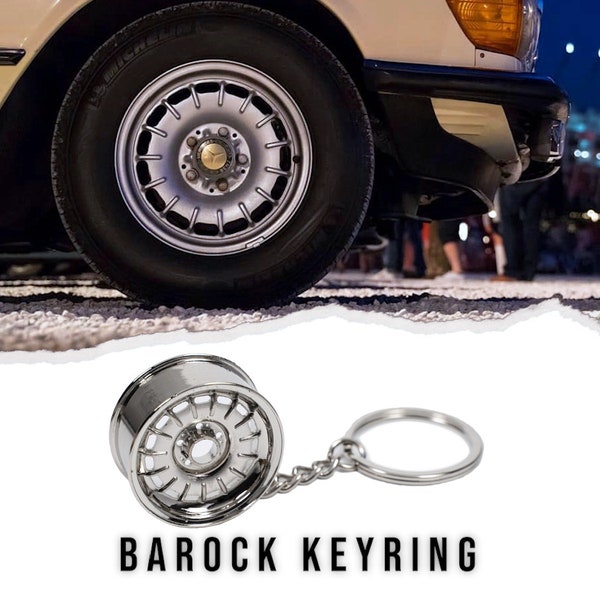 Top Quality Barock Bundt Pancake Mercedes Keychain Keyring Chome Alloy Wheel old retro key chain decoration W123 W116 R107 W114