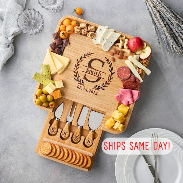 Personalized Charcuterie Board Wedding Gift Large Cheese Board, Bridal Shower Gift, Engraved Birthday Present Unique Christmas Gift