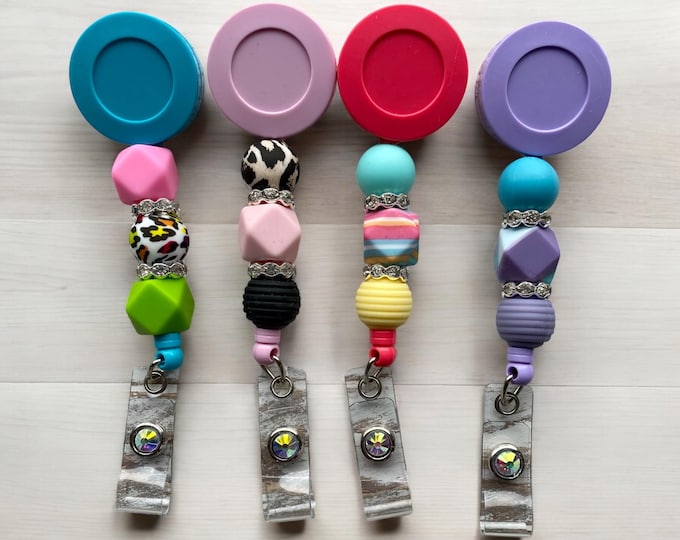 Silicone Beaded Badge Reel, ID Badge Reel, Nurse Accessories, Nurse Gift