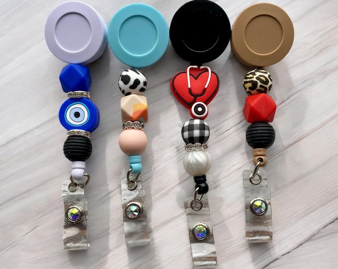 Silicone Beaded Badge Reel, ID Badge Reel, Nurse Accessories, Nurse Gift.