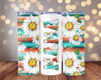 Floral MAMA 20oz Tumbler with Lid and straw.