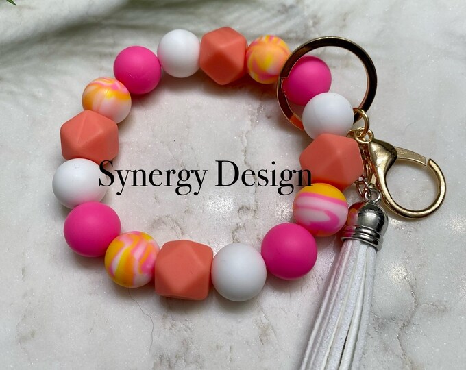 Wristlet keychains- Summer heat salmon design