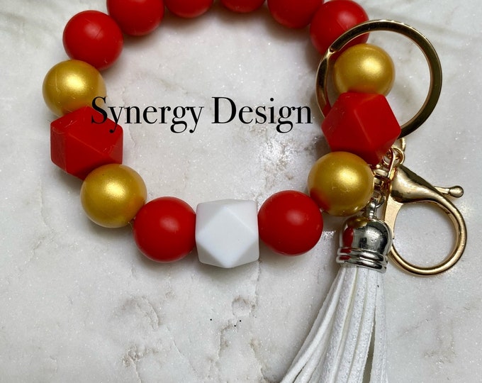 Wristlet keychains- Team spirit KC red and gold design