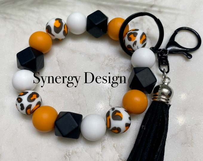 Wristlet keychains- Team spirit mango, mango leopard and black