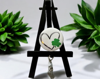 Lucky Clover Badge Reel-Irish - Heart and clover- nurse-gift