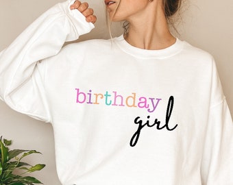 Cute Birthday Girl Sweatshirt, Gifts For Birthday Girl, Trendy Birthday Party Tshirt, Youth Birthday Shirt, Rainbow Birthday Sweater, D6989