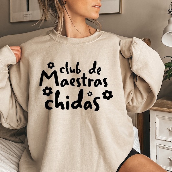 Trendy Spanish Teacher Sweatshirt, Bilingual Teacher Hoodie, Women's Maestra Shirt, Dual Language Shirt, Espanol Teacher Shirt,D7063