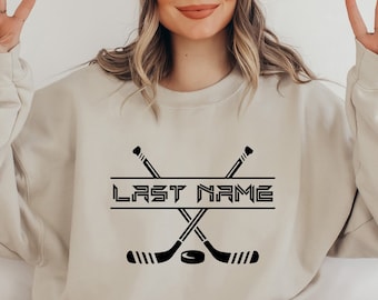 Custom Hockey Sweatshirt, Personalized Game Day Shirt, Hockey Lover Shirt, Game Day Hockey Sweatshirt, Minimalist Hockey Sticks Gift, DA6030