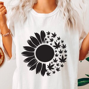 Weed Sweatshirt, Sunflowers Marijuana Sweatshirt, Cannabis Shirt, Marijuana Sweatshirt, Weed Lover Gifts, Marijuana Lover Gifts, D6059 image 2