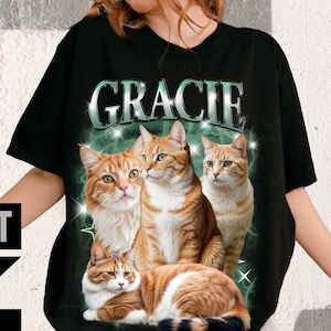 custom cat shirt custom bootleg shirt personalized pet shirt custom face shirt retro custom dog shirt 90s shirt vintage cat mom gift DR759