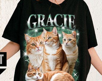 custom cat shirt custom bootleg shirt personalized pet shirt custom face shirt retro custom dog shirt 90s shirt vintage cat mom gift DR759