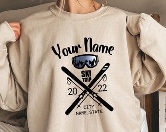 Custom Ski Sweatshirts, Personalized Ski Trip Shirts for Family, Custom Gifts for Ski Lover, Snow Trip Hoodies, Winter Sports Shirts, DA5175