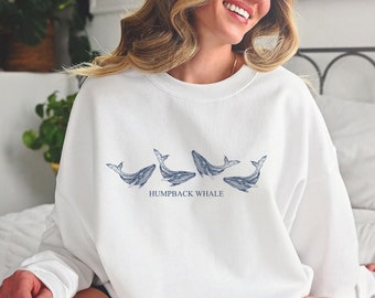 Humpback Whale Sweatshirt, Minimalist Sea Animal Shirt, Gift For Ocean Lover, Aesthetic Earth Day Hoodie, Beach Shirt, Ocean Life Tee,AD8539