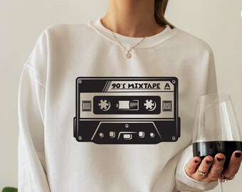 90's Cassette Tapes Sweatshirt, 90's Music Shirt, 90's Hoodie, 90's Music Lover Shirt, Vintage Cassette Tape Gifts, 90's Mom Gifts, D6004