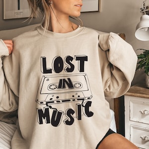 Lost In Music Sweatshirt, Music Lover Hoodie, Women&#39;s Musician Shirt, Music Fan Tshirt, Gifts For Music Students, Music Teacher Gift, D6128