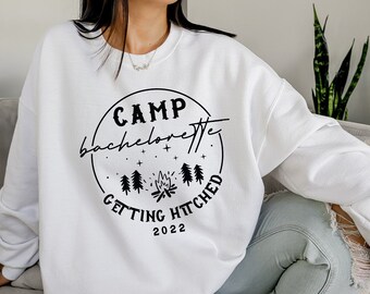 Custom Camp Bachelorette Sweatshirt, Personalized Camping Bachelorette Shirts, Trendy Bach Party Hoodie, Gifts For Bridal Shower, DP5093