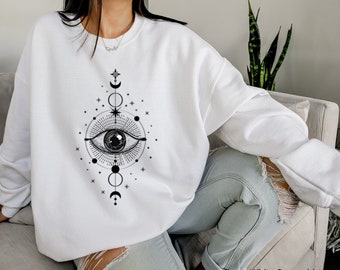 All Seeing Eye Sweatshirt, Sun and Moon Shirt, Spiritual Shirt, Witch Shirt, Witchy Shirt, Tarot Eye Shirt, Witchy Gifts For Women, DUA7270