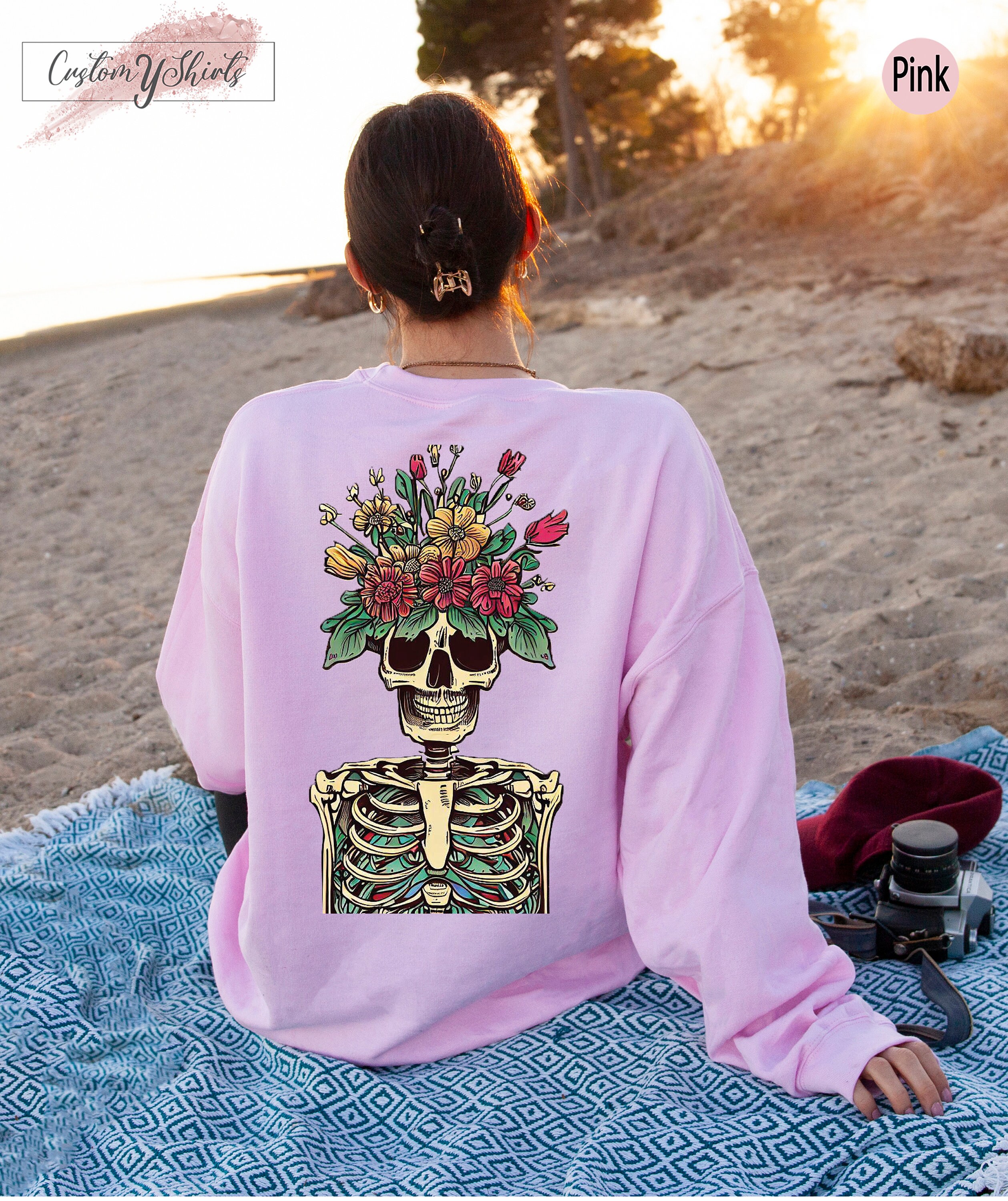 Pull Décontracté Femme Motif Tête De Mort Rock - Col Rond, Manches Longues, Tissu Polyester Doux - Tailles S à 3XL - 7