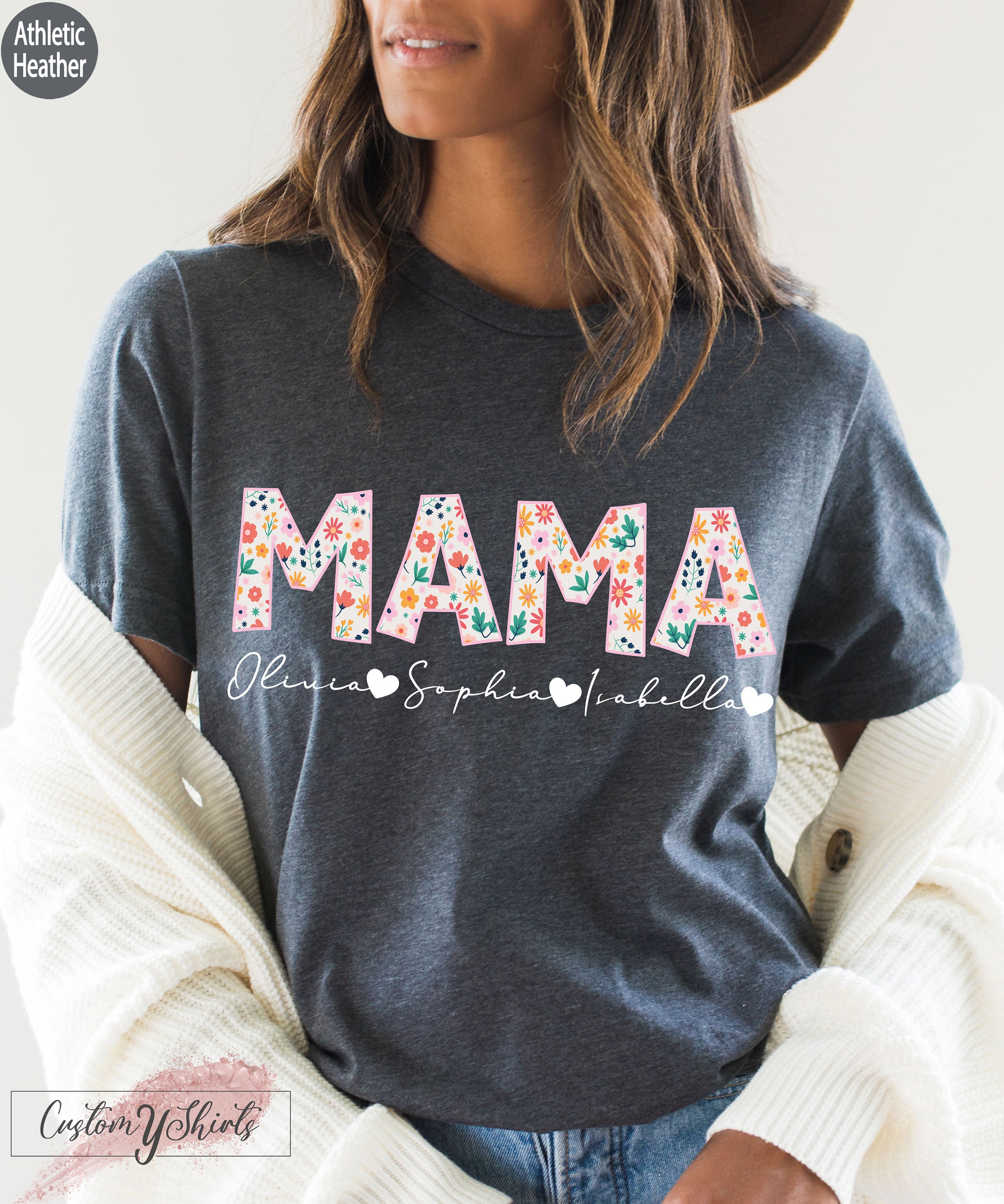 Custom Mama Hoodies, Personalized Mom Sweatshirt With Kid's Names