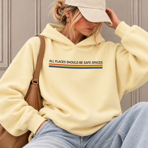 All Places Should Be Safe Spaces Sweatshirt, Human Rights Shirt, LGBT Awareness Hoodie, Rainbow LGBT Shirt, Trans Rights Gift
