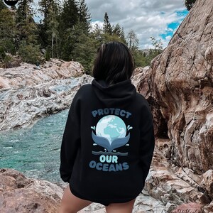 Protect Our Oceans Hoodie, Women's Aesthetic Sweatshirt, Trendy VSCO Hoodie, Summer Tshirt, Retro Surf Shirt, Girl's Best Friend Gifts image 6
