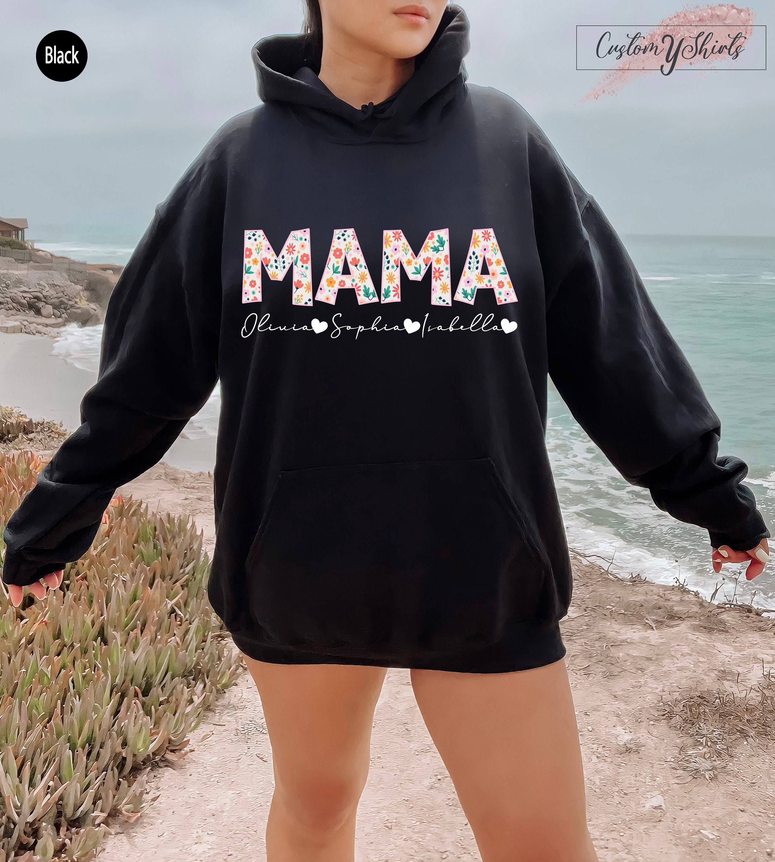 Custom Mama Hoodies, Personalized Mom Sweatshirt With Kid's Names