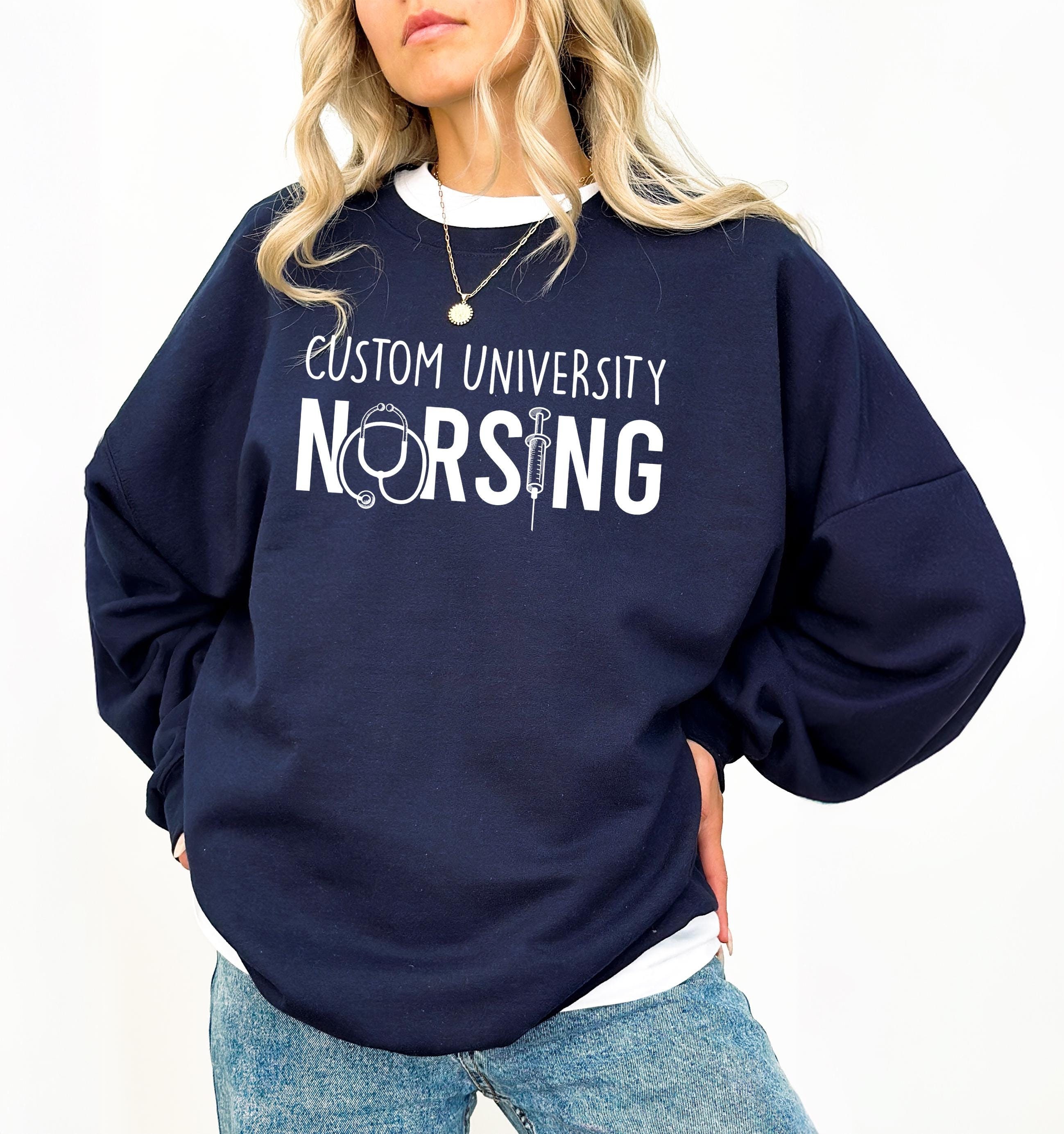 Custom University Nursing Sweatshirt, Personalized Nurse Grad Hoodie, Customizable Shirt For Nursing Student, Rn Graduation Gift, DG8115