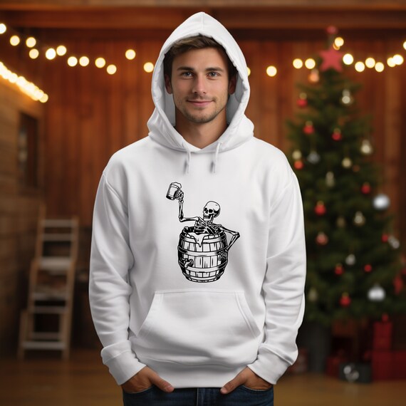 Camiseta de esqueleto bebiendo cerveza, sudadera para amantes de