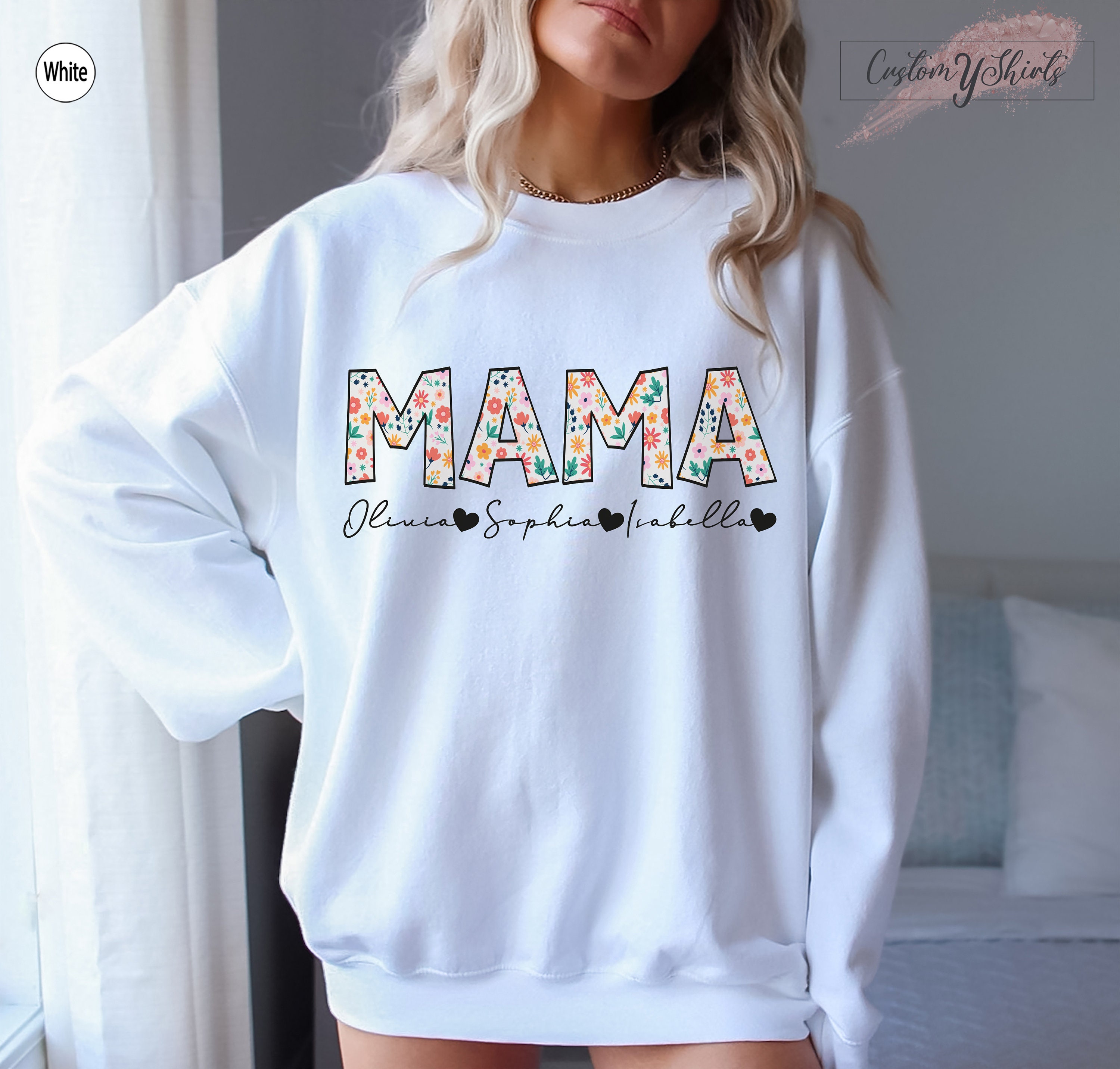 Custom Mama Hoodies, Personalized Mom Sweatshirt With Kid's Names