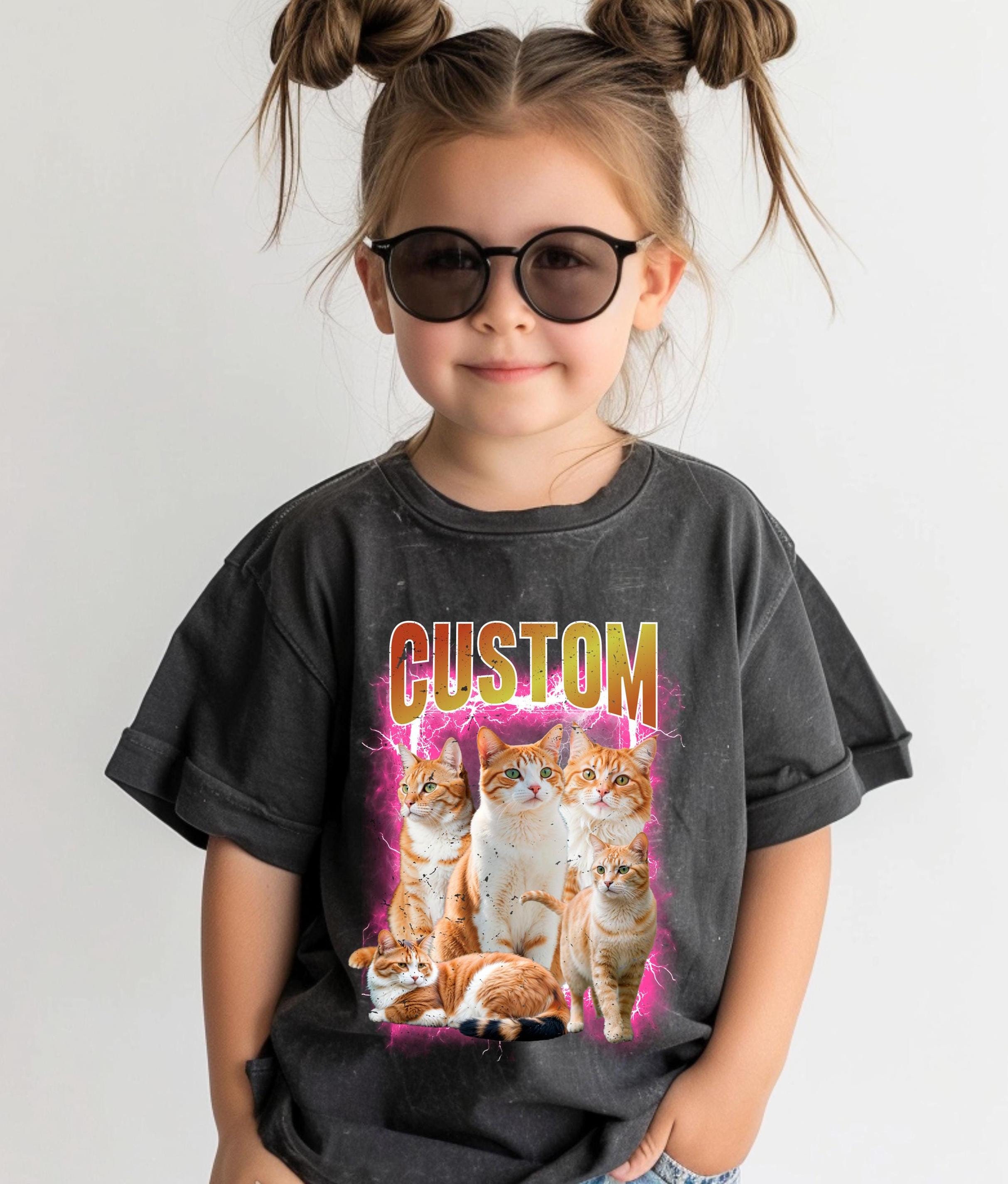 Custom Retro Photo Bootleg Dog Kids Shirt Comfort Colors Vintage Pet Youth Shirt Personalized Funny Pet Photo and Name Toddler Shirt DR751