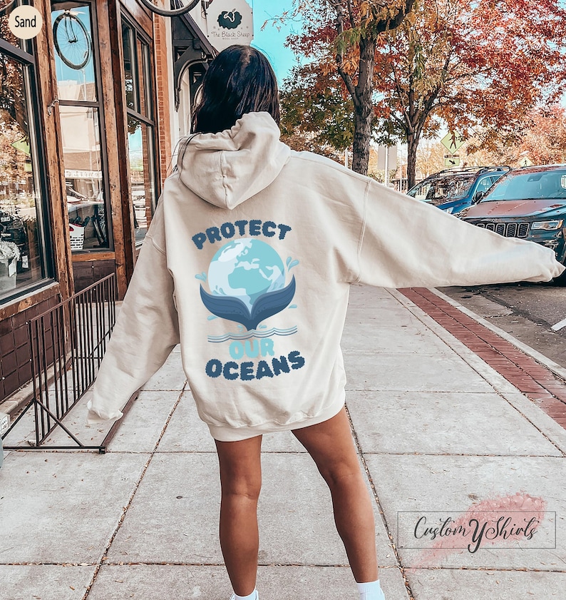 Protect Our Oceans Hoodie, Women's Aesthetic Sweatshirt, Trendy VSCO Hoodie, Summer Tshirt, Retro Surf Shirt, Girl's Best Friend Gifts image 4