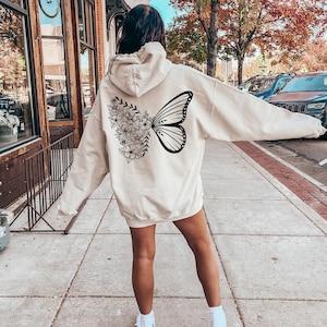 Floral Butterfly Sweatshirt, Nature Lover Hoodie, Minimalist Butterfly Shirt