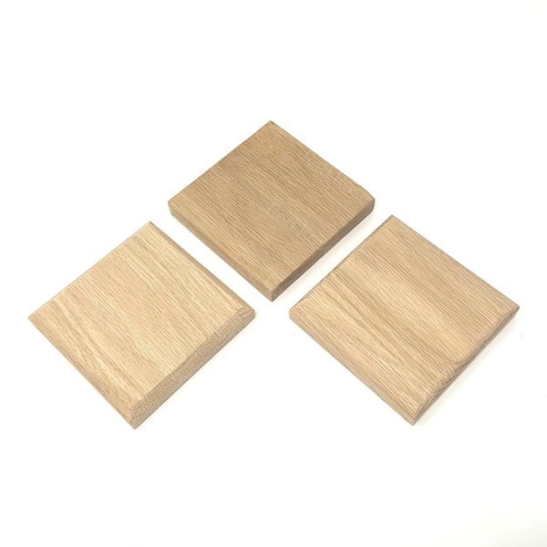 Placa cuadrada de madera de roble macizo - Letrero decorativo artesanal - Soporte para manualidades y exhibiciones