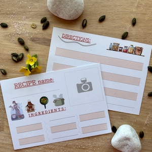 Cartões de receitas para receitas de família, espaço reservado para fotos, dupla face, A6 - 105 mm x 148 mm, cartão de papel grosso de 350 g/m2