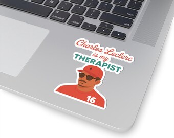 Charles Leclerc Therapist Kiss-Cut Stickers, Funny Car Lover Stickers, Gift for F1 Fans, Laptop Decor, Racing Memes