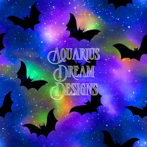 Halloween Seamless File, Northern Lights Bats Seamless Pattern, Neon Blue Bats Halloween Pattern, Halloween Bat Seamless Repeating Pattern