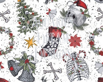 Gothic Kerstmis naadloos patroon - Griezelig kerstpatroon voor stof of subliminatie - leuke kerst naadloos patroon - gotisch patroon