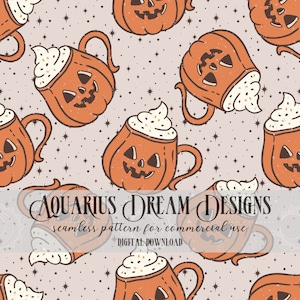Retro Halloween bezszwowe wzory, plik bez szwu Pumpkin Spice, retro dynia przyprawa jesień bezszwowe PNG, cyfrowy projekt tkaniny Pumpkin Spice