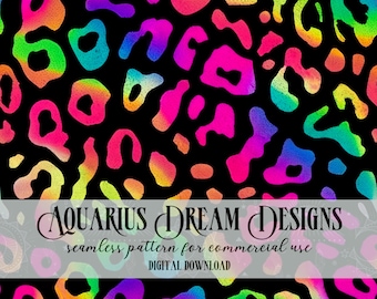 Modello senza cuciture con stampa leopardata arcobaleno neon Ragazze ghepardo File senza cuciture Modello leopardato neon Modello ghepardo arcobaleno Tessuto design